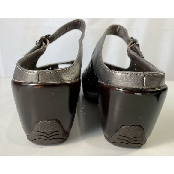 Mountain Sole Womens Chandler Mules Sandals Metallic Cutout Buckle Mid Heel 7 - Picture 8 of 11